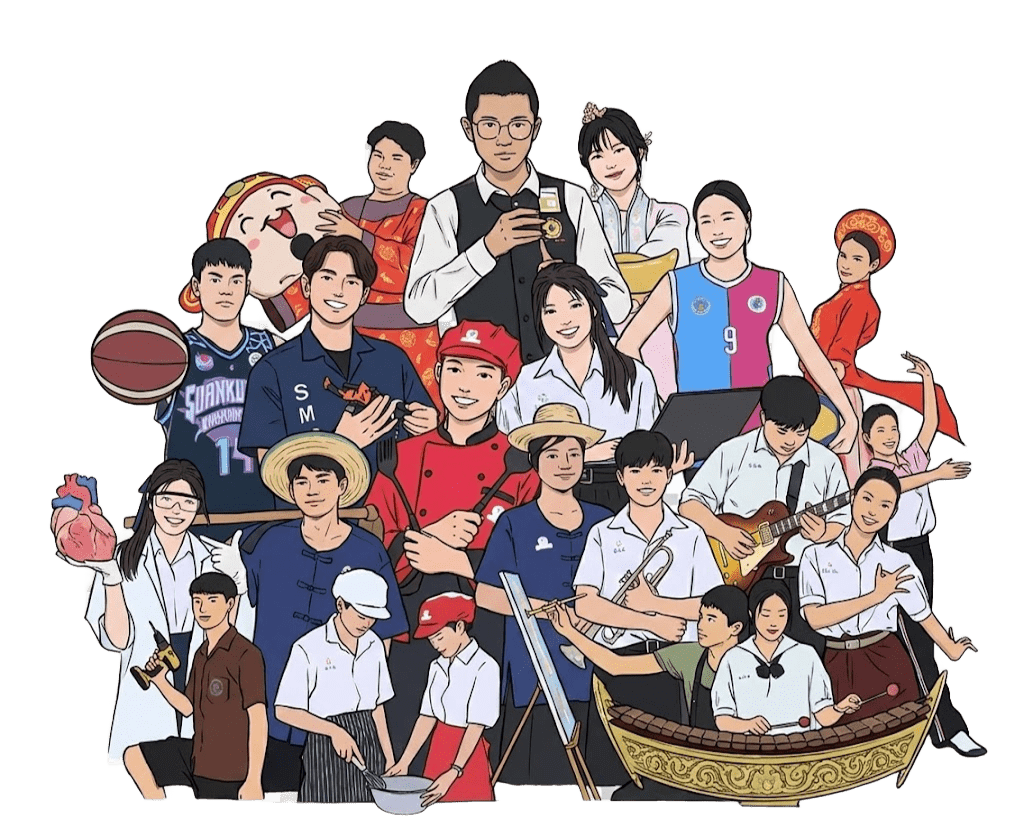 นักเรียนต้อนรับ